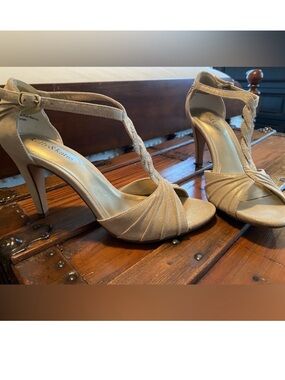 Kelly & Katie Metallic Gold T-Strap Heels